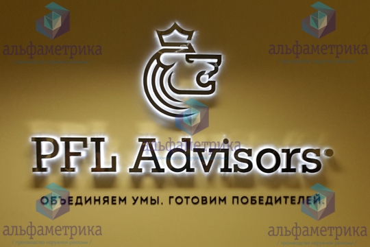 Объёмный логотип инвестиционной компании PFL Advisors
