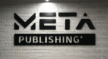 Офисная вывеска из металла для издателя игр META Publishing