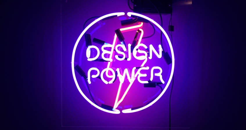 Неоновая вывеска «Design Power» на стену 