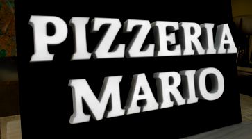 Объемные буквы с подсветкой PIZZERIA MARIO