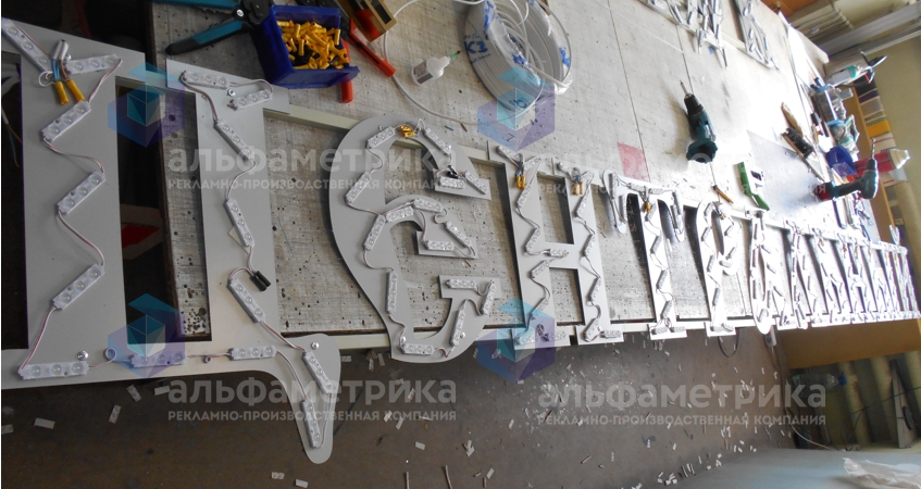 Объёмные буквы ЦЕНТРАЛЬНЫЙ РЫНОК на Рождественском бульваре, фото