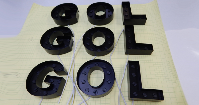 Буквы из нержавейки GOL GOL GOL  в детскую игровую комнату