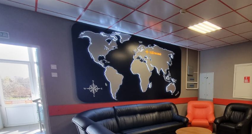 Карта мира для офиса с подсветкой
